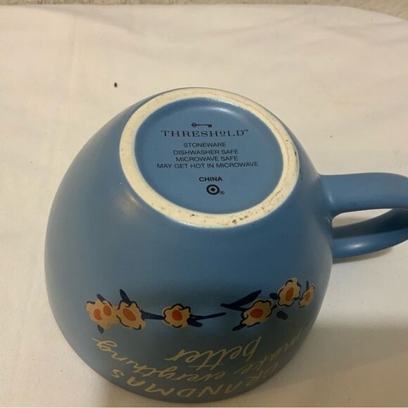 Threshold Mug Grandmas Make Everything Better blue dainty floral wide 5” round - Picture 7 of 7